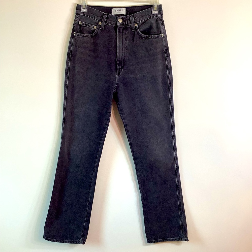 AGOLDE, Women’s,  Pinch Waist High Rise Straight Jeans, size 25, black, EUC.